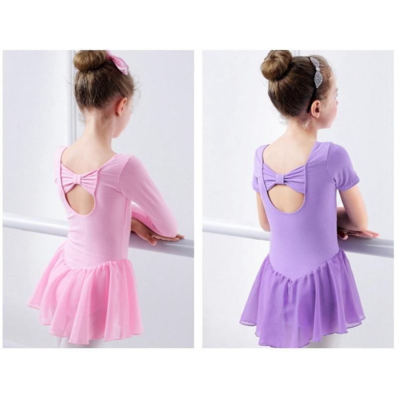 Детский танцевальный костюм для девочек, балетный тренировочный костюм с длинными рукавами и бантом сзади