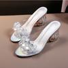 2024 New PVC Jelly Sandals Women Crystal Peep Toe High Heels Shoes Crystal Transparent Heel Sandals Slippers Pumps Women Shoes