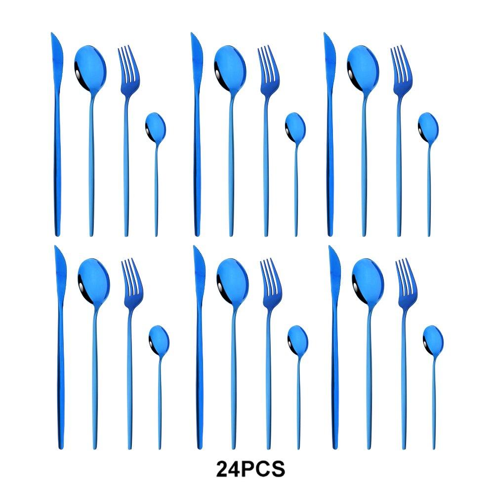 Набор посуды из нержавеющей стали, кухонный набор, 24 шт., черное золото, нож, вилка, ложка, роскошный набор посуды, ужин, свадьба, зеркало, столовые приборы