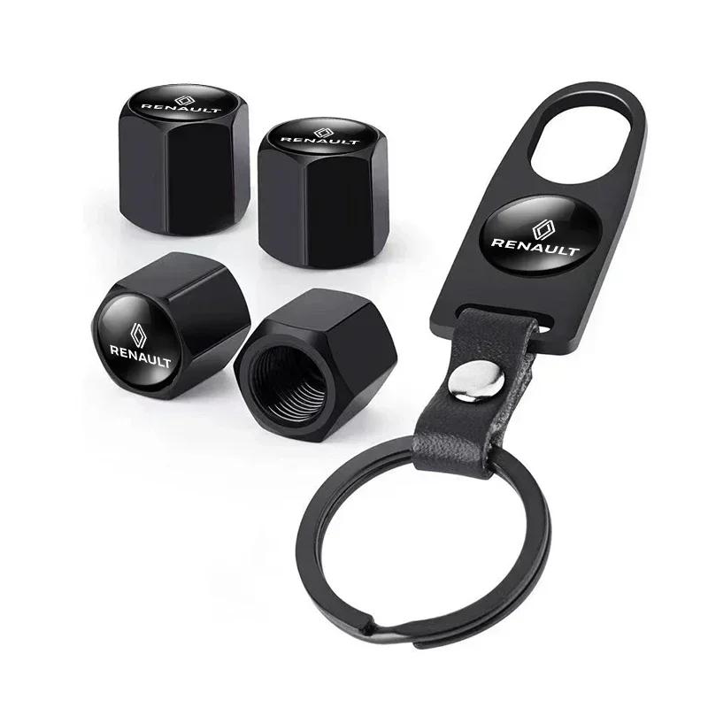 Car Badge Car Wheel Tire Valve Stems Cap With Keychain Keyring For Renault DACIA Logan Scenic Loguna Kadjar Twingo Accessories SS24