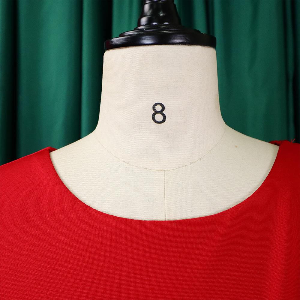 YYFS Women's Fashion Spring Fall Solid Color Print Long Sleeve O-Neck High Waist Casual Dresses