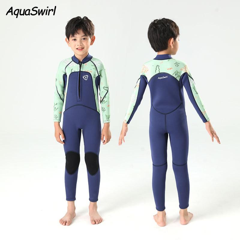 Kids UV Protection Rash Guard Swimsuit Long Sleeve One-Piece Swimwear Boys Girls Age 4-14