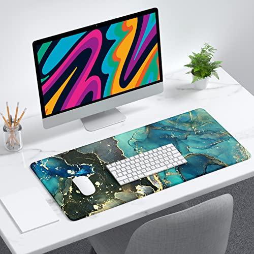 Turquoise marble pattern oversized table mat game mouse pad/notebook keyboard pad 300x800x3mm