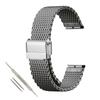 [] BAMBI Stainless Thick Type Mesh Watch Belt 20mm 22mm Stainless Steel (304) Satin Band Clock Replacement Belt Silver BSNE1210S
