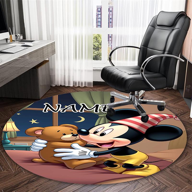Customizable M-Mickey (11) Round Non-Slip Carpet - Ideal for Garden, Picnic, Office, Perfect for Decoration, Suitable For All Seasons