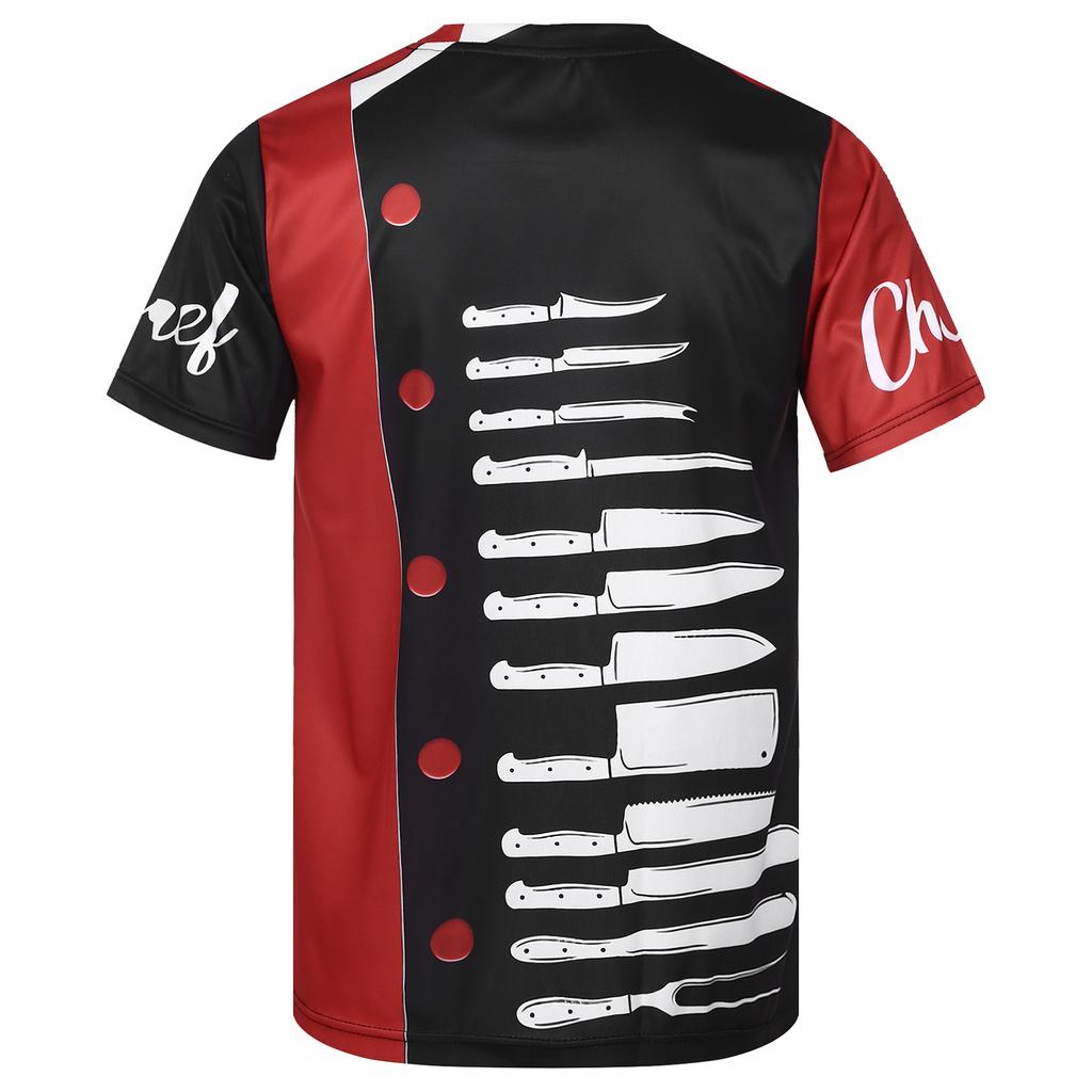 Мужская модная футболка шеф-повара с короткими рукавами и графическим принтом с круглым вырезом, ресторанная кухонная форма