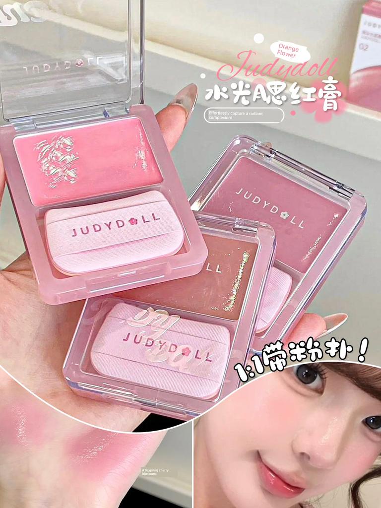 A Touch of Water Is Tender! Judydoll JudydoLL Water Light Blusher Multi-Purpose Cream Highlight Expansion Vitality Color Belt Powder Puff