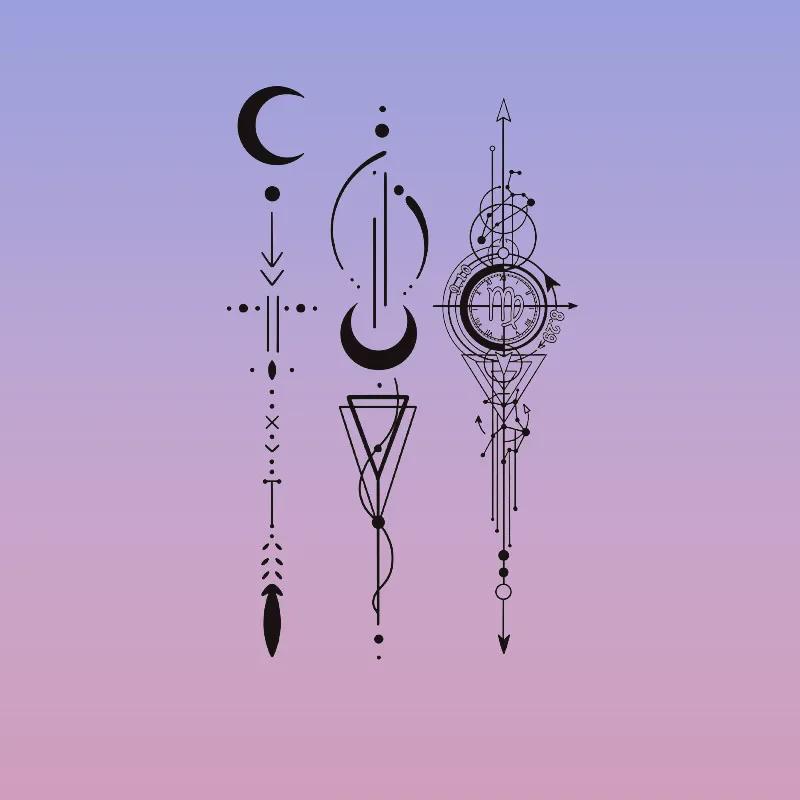 Moon Mark Geometric Herbal Tattoo Stickers - Waterproof, Durable & Stylish for Men & Women