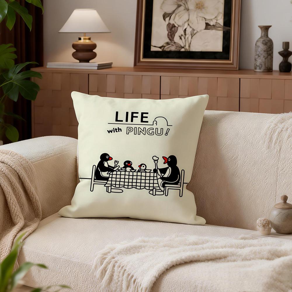 Kids Pingu Cushion Cover Cushion Cover Set 4Pcs 50X50 45X45 40X40 Pillowcase Decorative Sofa Home Decor