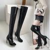 Classic Women's Long Leg High-heeled Knee High Boots 2024 Autumn/winter New Lightweight Shiny Leather Women's Long Leg Boots
