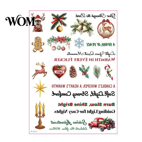 Handmade Gift Wrapping Stickers Christmas Candle Transfer Stickers, DIY Holiday Craft Supplies, Waterproof Easy Apply Decorative Decals for Making And