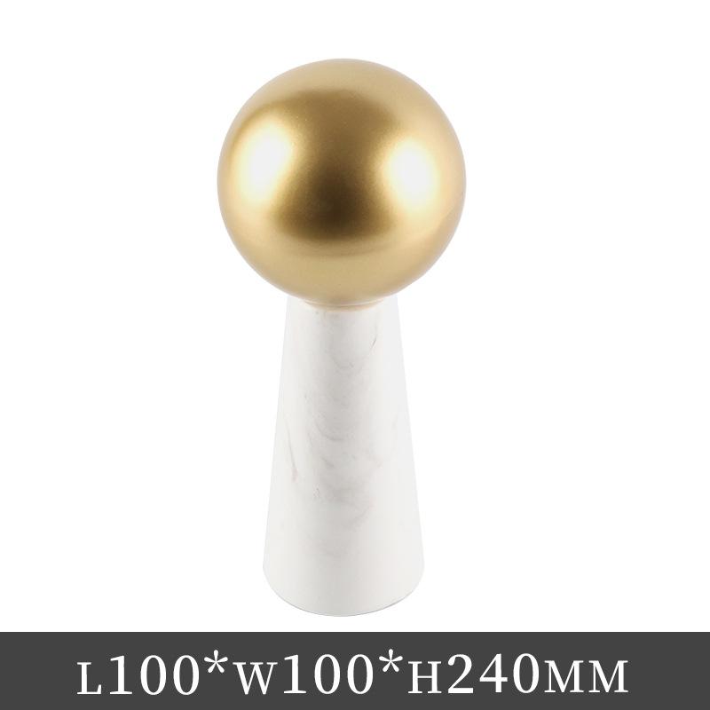 Золотой Шар Статуя из Мрамора Геометрический Конус Металлические Сферические Украшения Натуральный Мрамор Металлическая Фигурка Аксессуары для Украшения Дома