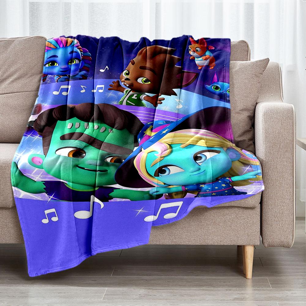 Super Monsters Theme Printed Blanket - Perfect for Couch, Bed, Travel & Outdoor Use | Machine Washable, Cozy & Durable.