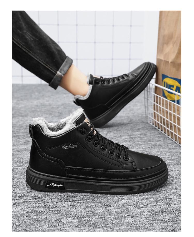 Модные мужские зимние ботинки 2024 года, зимние теплые ботинки на шнуровке для молодых мужчин, модные удобные кроссовки из флока и плюша с мехом, армейские ботинки
