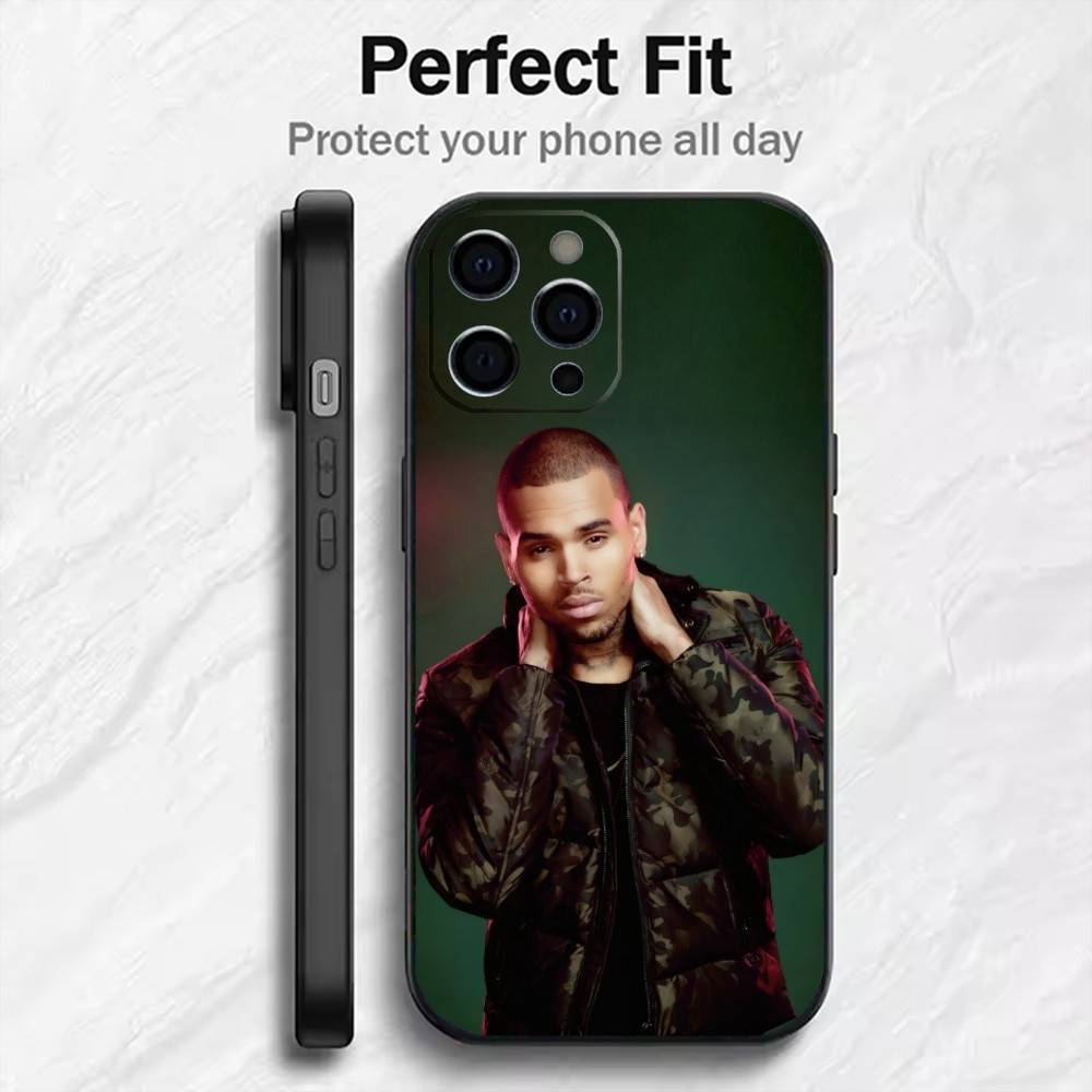 Чехол для телефона RxB CB-C-Chris Brown Для iPhone17,16,15,14,13,12 Plus,Max Мягкий Силиконовый Черный Чехол