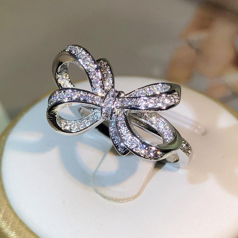 Французское Изысканное Кольцо-Бант Стерлинговая Медь Кольцо-Бабочка Для Женщин Сетевая Знаменитость Ювелирные Изделия Вечеринка Коктейльная Вечеринка Выход Подарок