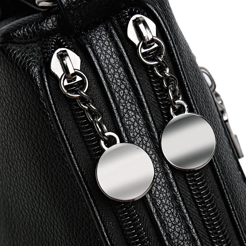 Women's Shoulder Bag Soft Leather Mother's Bag Multi-Layer Large Capacity Crossbody Bag Small Square Bag Mobile Phone Bag