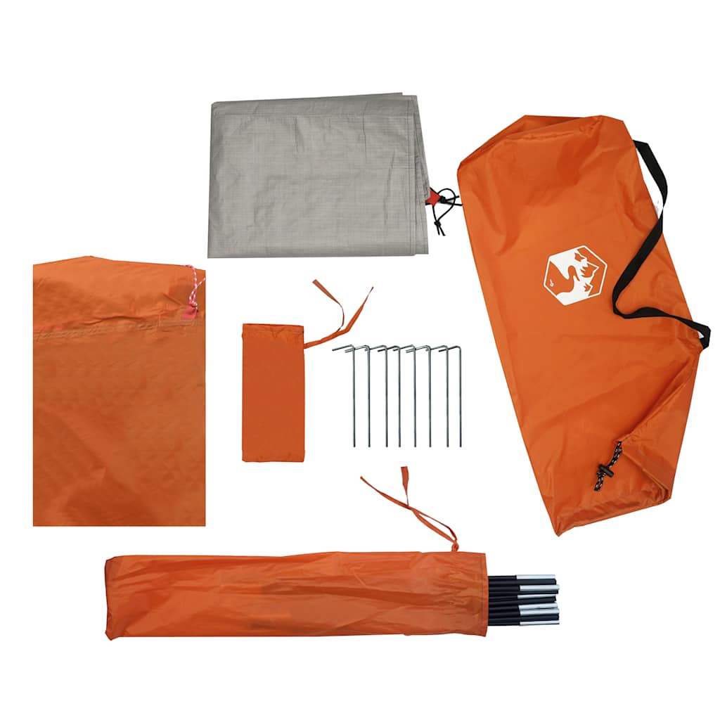 Dome Camping Tent for 2 Persons Gray and Orange Waterproof