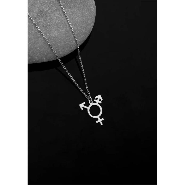 Transgender Symbol Pendant Necklace Male Female Trans Gender Sign Stainless Steel Lgbt Queer Bisexual Lesbian Gay Chain Choker