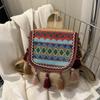 Сумка через плечо с двойным ремнем, рюкзак для девочек-студентов, универсальная сумка с кисточками, школьный рюкзак в этническом стиле для отдыха