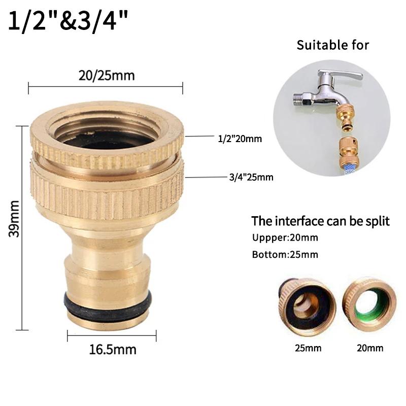 Thread Tap Quick Connector Brass 1/2" 3/4“ 1" Male Female Copper Hose Coupling Adapter Garden Tubing Repair Watering Gun System