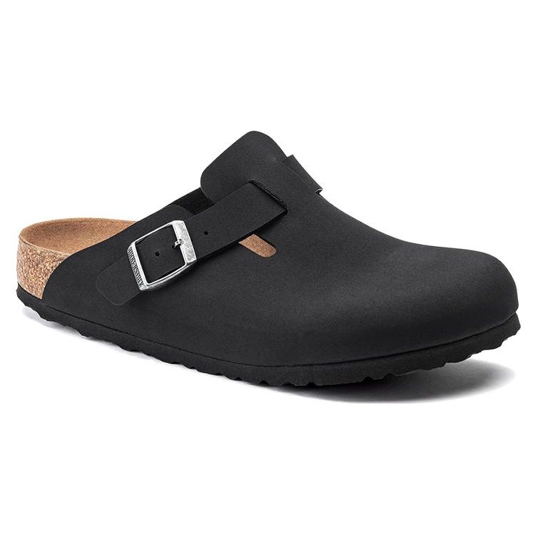 Birkenstock Женские/мужские повседневные закрытые тапочки из искусственной кожи, удобные, на плоской подошве, черные 1020550