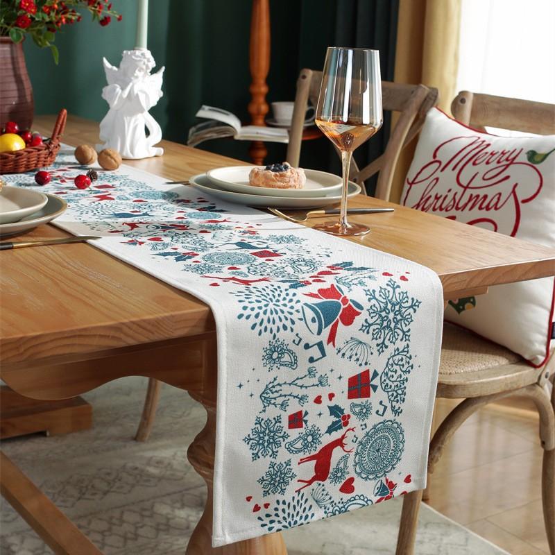 Современный Простой Утолщенный Полиэстер Хлопок Цифровая Печать Красный Рождественский Настольный Флаг Прикроватный Флаг Подставка Под Тарелку Скатерть для Обеденного Стола