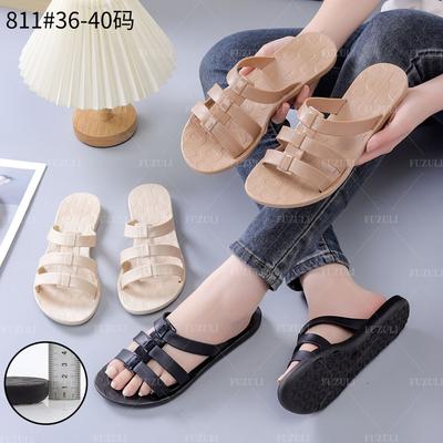 Весна и лето новые женские сандалии модная верхняя одежда повседневные римские сандалии на плоской подошве с открытым носком пляжные тапочки с круглым носком