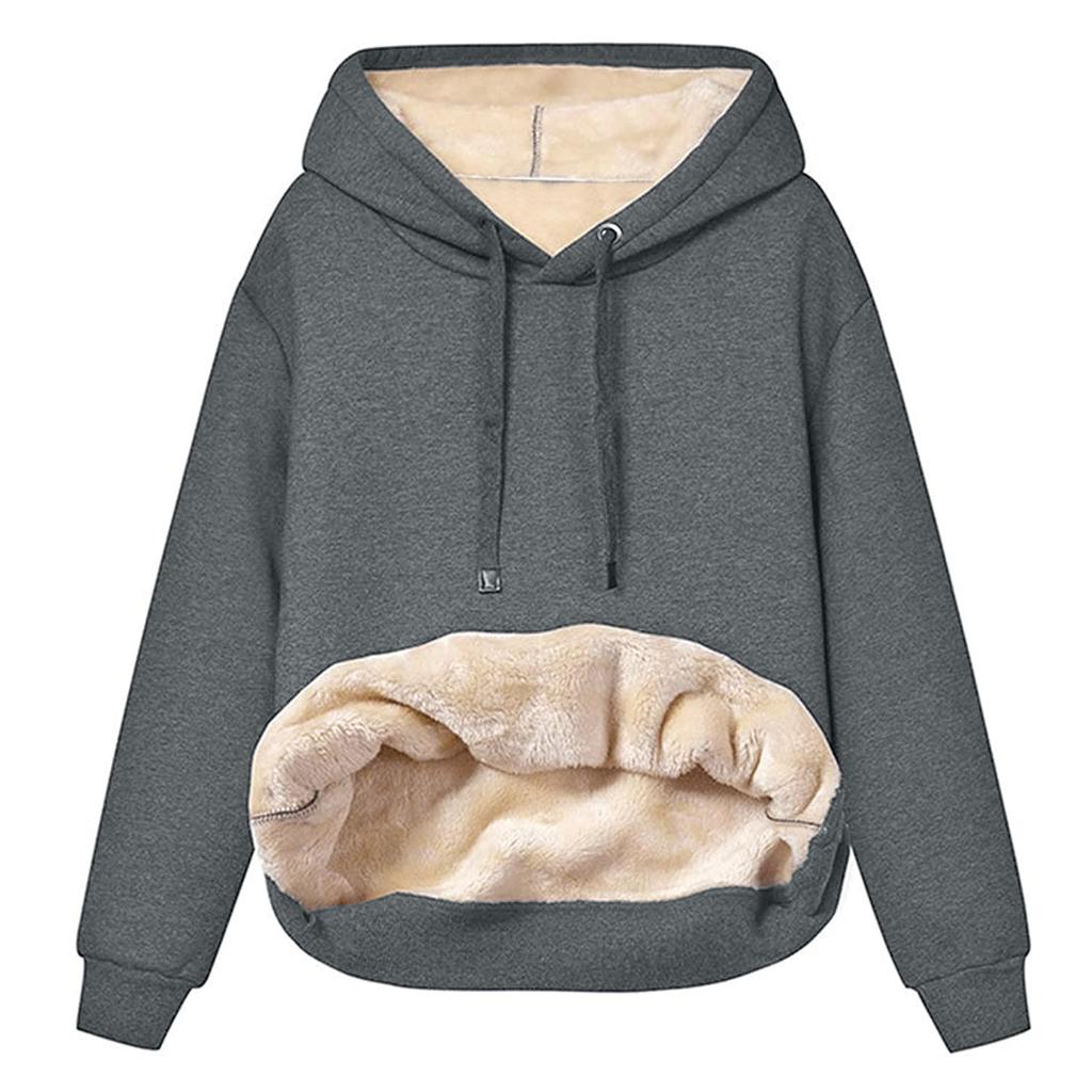 Женская зимняя толстовка, женская теплая спортивная толстовка с капюшоном и карманами из овечьего флиса, куртка