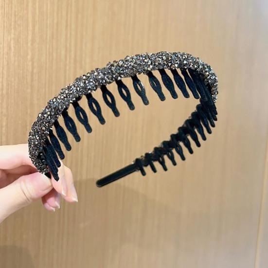 Женская волнистая повязка на голову, нескользящая узкая полоса с блестящими стразами и зубцами, ободок для волос, мытье лица, женские волосы