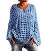 Loose Casual, Versatile Hollowed Out Long-sleeved, Large Size Women's Knit Sweater, Sun Shirt