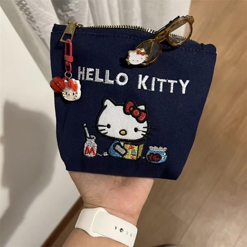 Милая Милая Sanrio Hello Kitty Сумка-косметичка с ручкой Кошелек для мелочи Девичья Дорожная Картхолдер ID Ключ Большая Вместимость Портативная Сумка для Хранения