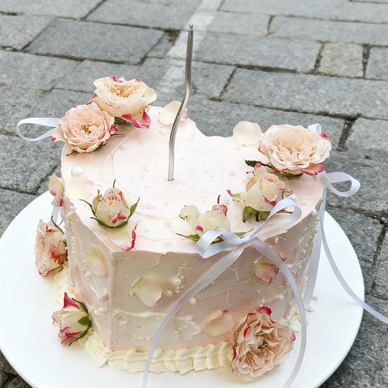 Simulation Ballet Ribbon Candlestick Butterfly Heart-shaped Flower Birthday Cake Model Window Sample Display Photography Props