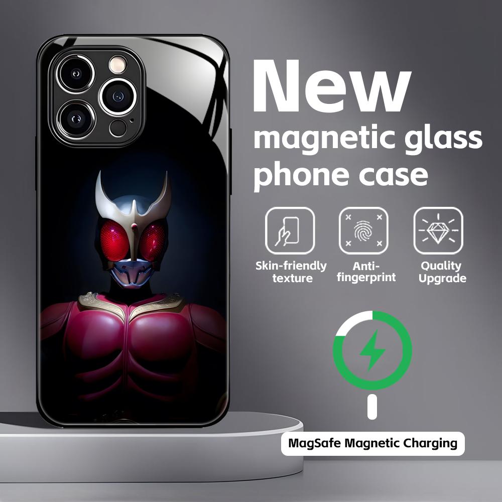 Чехол для телефона Kamen Rider для iPhone17 16 15 14 13 12 11 X XR XS 8 Plus Mini Pro Max Стеклянный Магнитный Чехол