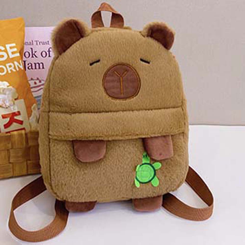 Embroidered Capybara Plush Backpack Cute Large Capacity School Bag Cartoon Animal Daypack Gifts