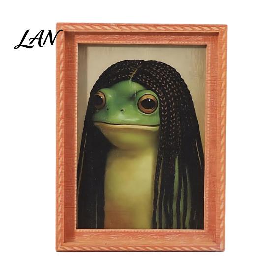 Decorative Cabinet Magnet Abstract Frog Refrigerator Magnet, Framed Hairstyle Fridge Magnetic Ornament Home Kitchen Office Decoration Party
