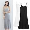 Summer Sundress Skeeveless Loose Solid Color Stretch Backless Round Neck A-line Inner Wear Outerwear Midi Dress Daily