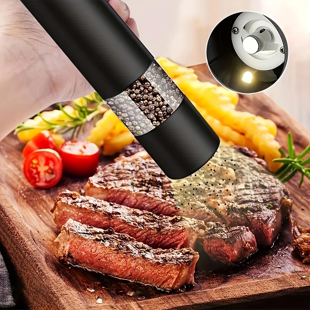 1/2pcs Automatic Salt Pepper Grinder Set Adjustable Coarseness One-Button Electric Spice Mill for Kitchen Cooking BBQ Grill Tool