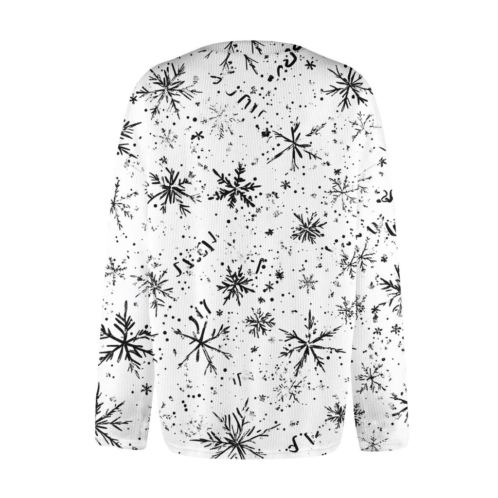 Women's Fashion Christmas Printed Long Sleeve Knitted Cardigan Button Down Jacket