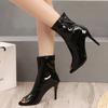 Spring/Autumn New Women Short Boots,High Heels Shoes,Peep Toe Ankle Botas,Back Zipper,Size ,Black,White,Dropship