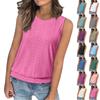 Женский свободный модный повседневный однотонный круглый вырез без рукавов летний топ жилет