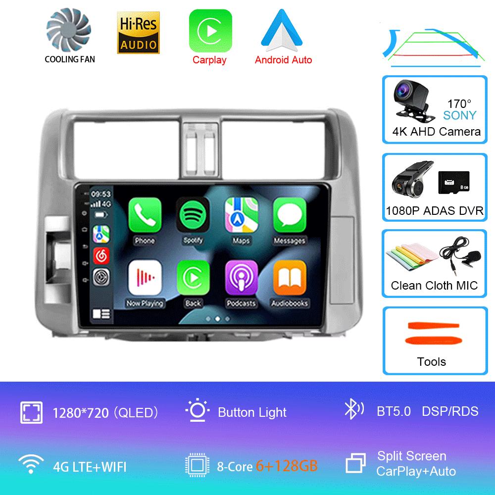 Car Radio Android 14 Carplay Auto For Toyota Land Cruiser Prado 150 2009 - 2013 Navigation GPS Multimedia Player Video Stereo BT