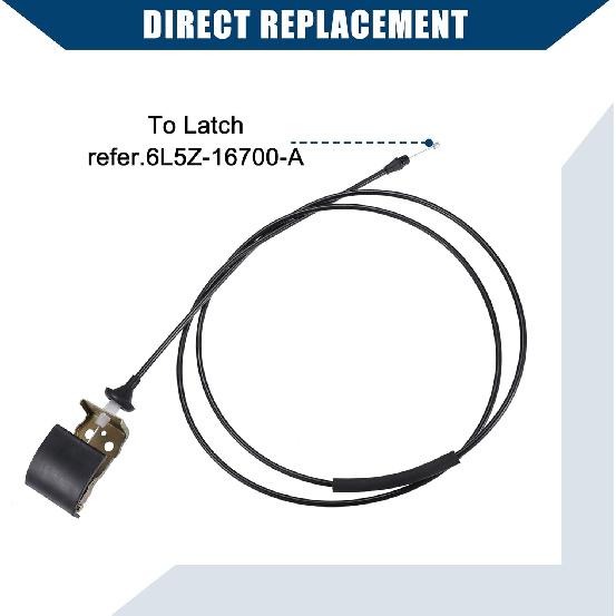 Hood/Release Cable for Ford for Ranger 1998-2011 for Ford Explorer Sport 2001-2003 / Hood Control Cable/Durable/Plastic / 1 Pcs/Black