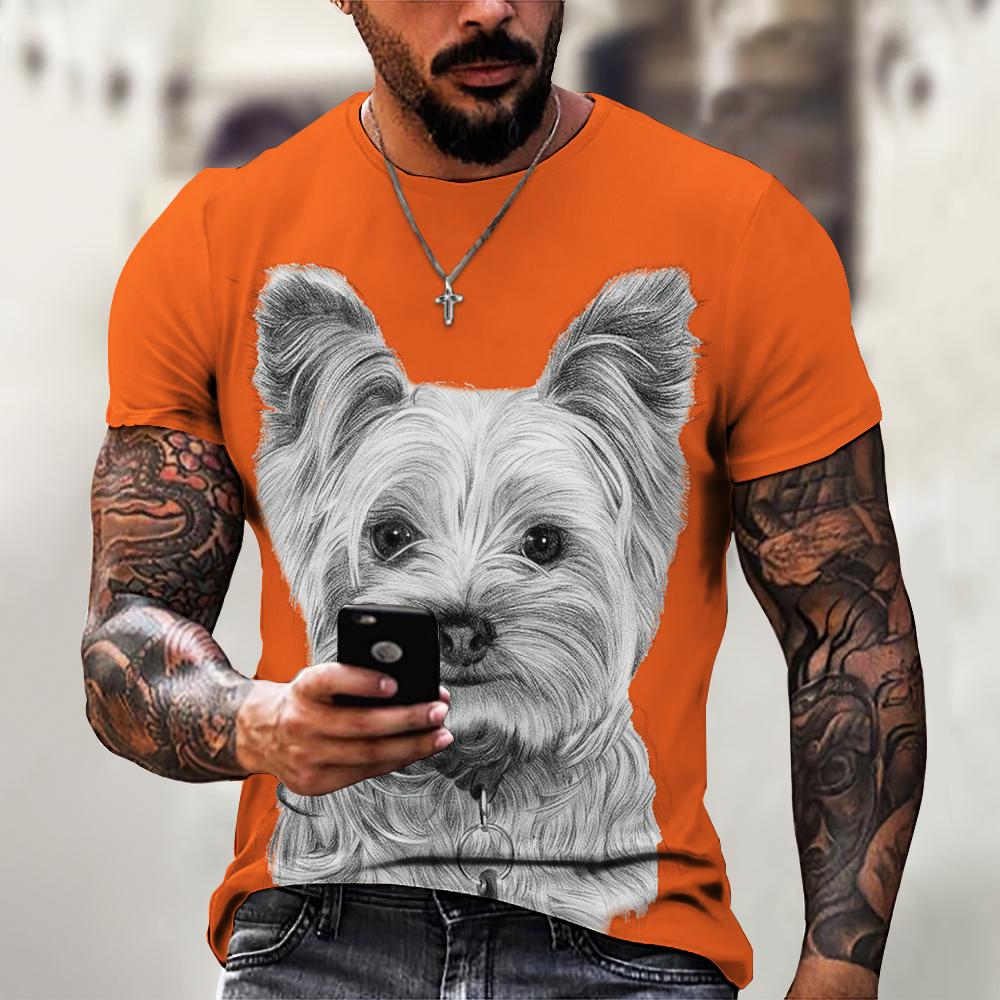 Летняя мужская футболка с принтом животных, повседневные футболки с коротким рукавом и 3D-принтом, модная уличная одежда, свитер с круглым вырезом, мужская свободная одежда