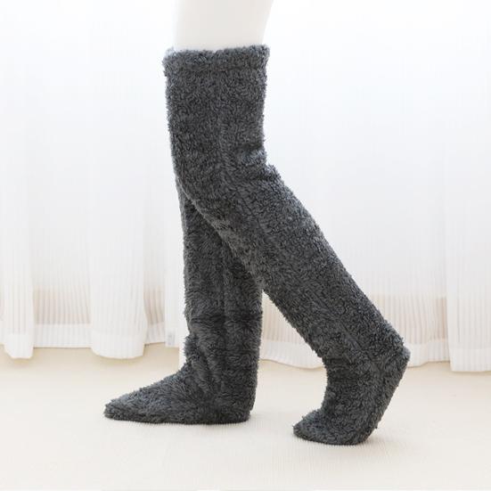 1 пара зимних носков-тапочек из утолщенного кораллового флиса с высокой трубкой, двойное утепление, защита коленных суставов, противоскользящие длинные носки, праздничный подарок, теплые носки для ног