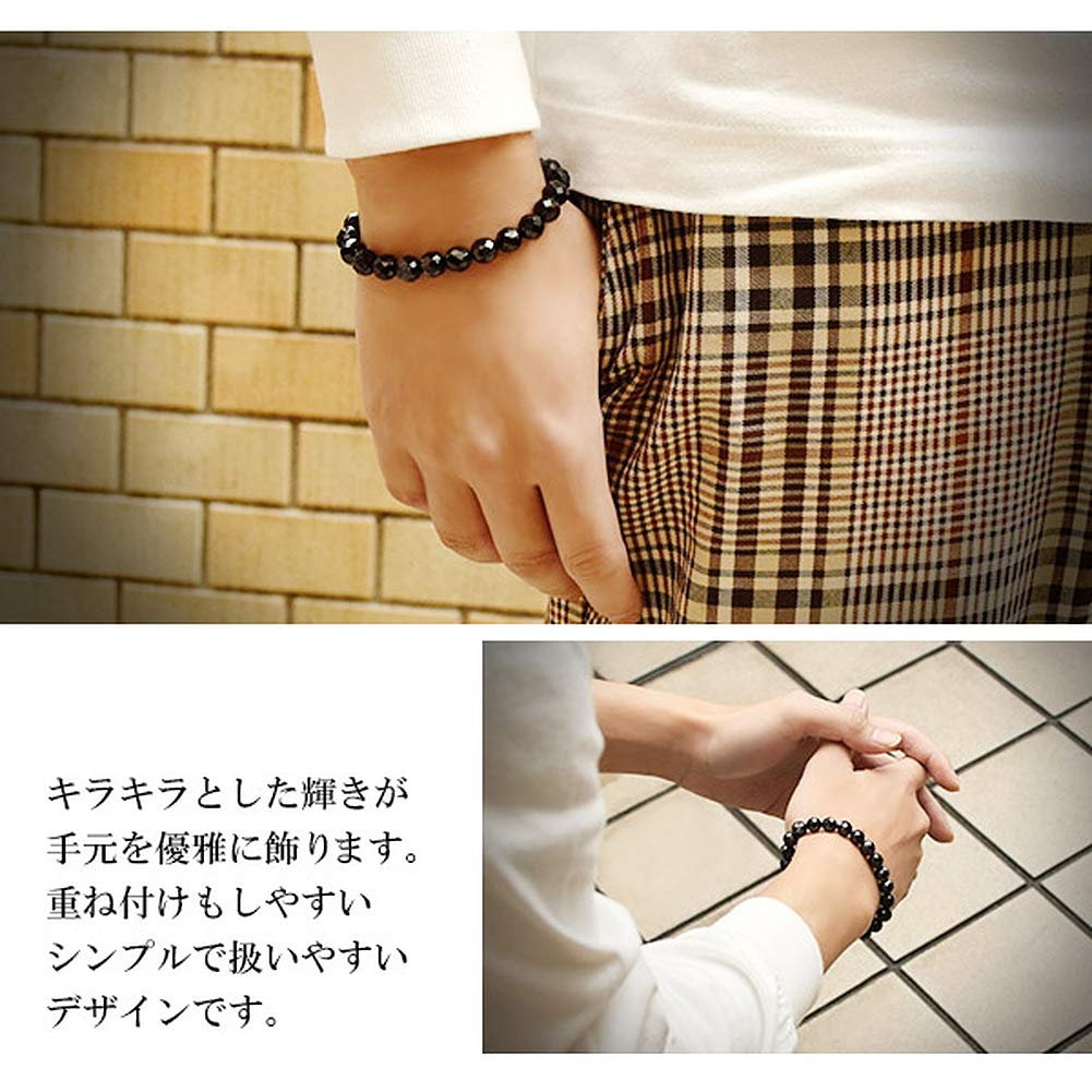 8 мм натуральный черный шпинель ограненный браслет длина приблизительно L август камень натуральный камень [Shinjuku Ginnokura] 17.5 см (Размер мужской M, женский)