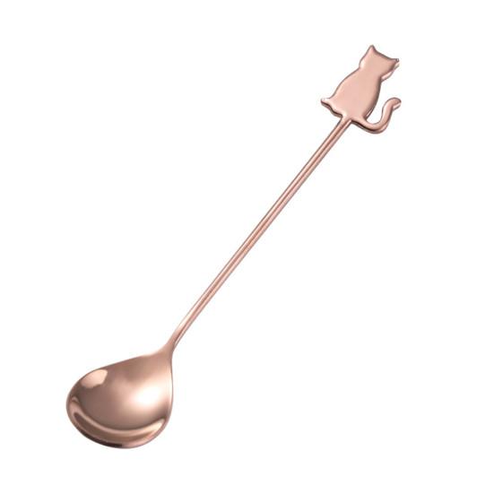 Cute Cat Dessert Stainless Fish Coffee Stirring Tea Steel Milk Spoon Flatware KTY