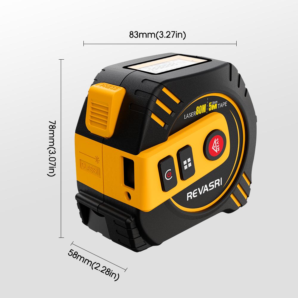REVASRI Laser Tape Measure 2 In 1 Laser Distance Meter High-precision Intelligent Ruler Steel Measuring Tool with LCD Display