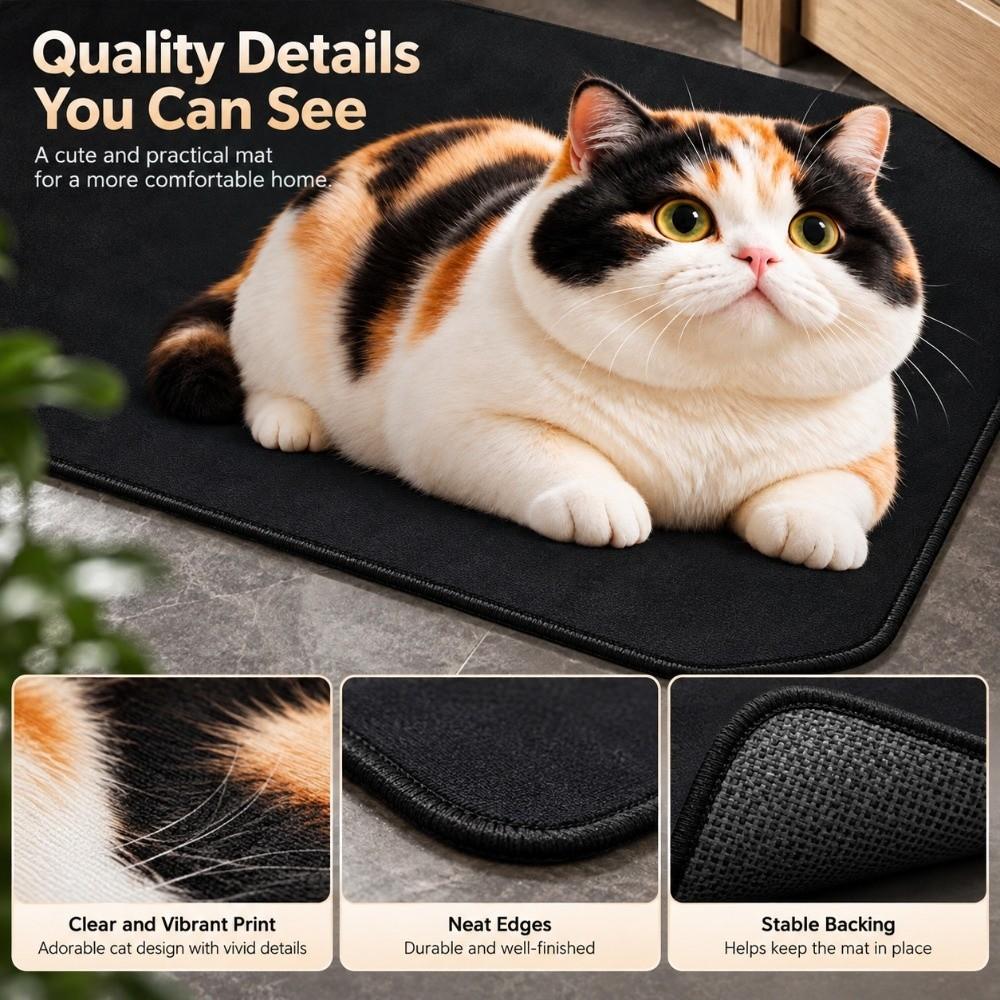 Diatomaceous Earth Home Decor Carpet 2D Cartoon Carpet Cute Cat Area Rug Living Rooms
