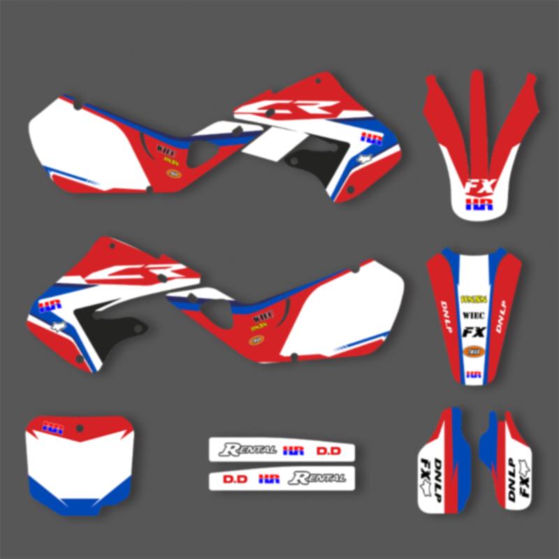PowerZone Full Graphics Background Decals Stickers Kit For HONDA CR125 1998 1999 CR250 1997 1998 1999  Motorcycle 05